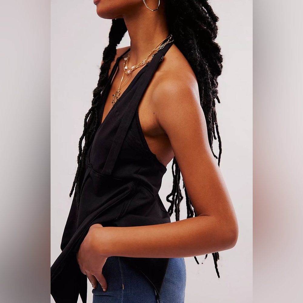 FREE PEOPLE LAYLA HALTER TOP TUNIC NWOT LARGE - Picture 3 of 8